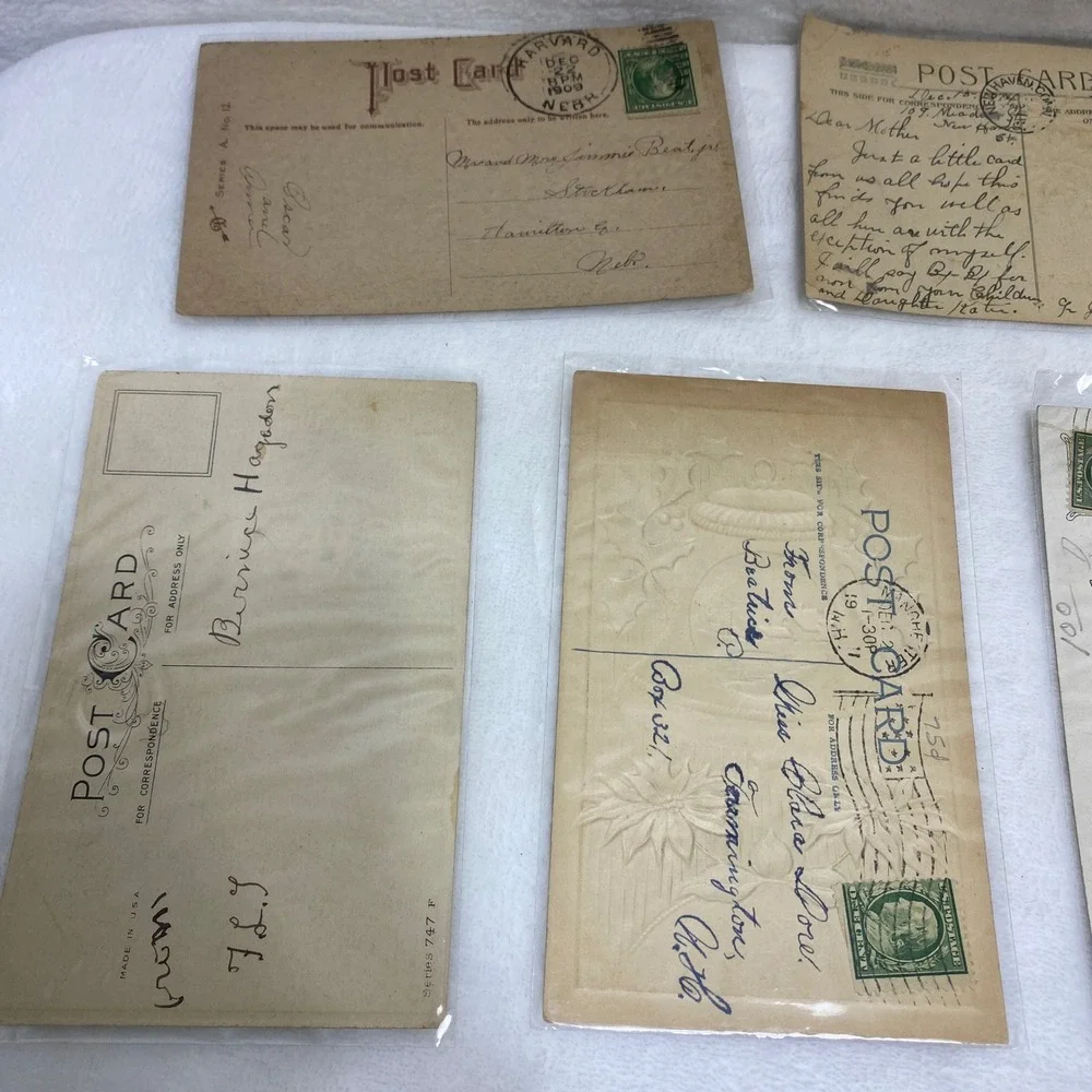 Lot of 10 Antique Early‎ 1900's Christmas Postcards In Protected Sleeves